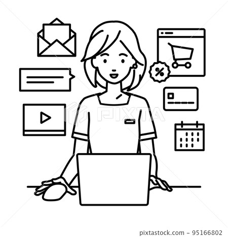 A female esthetician, receptionist, and customer service clerk doing research, data analysis, and creating reports in front of a PC at her desk A female esthetician, receptionist, and customer service clerk doing research, data analysis, and creating reports in front of a PC at her desk 95166802