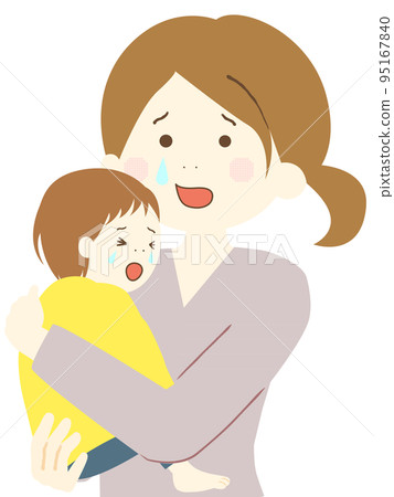 父母和孩子因為孩子生病而哭泣 95167840