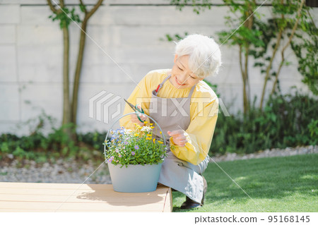 Senior women who do gardening Senior women who do gardening 95168145