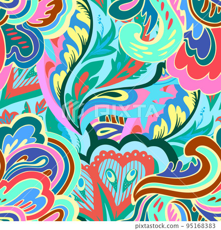 Colorful seamless pattern with crazy...-插圖素材 [95168383] - PIXTA圖庫
