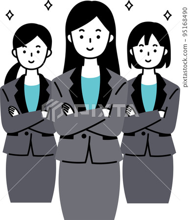 一名女員工交叉雙臂的人物插圖 95168490
