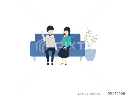 一對男女夫婦在家享受約會的插圖素材 一對男女夫婦在家享受約會的插圖素材 95170006