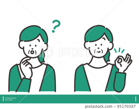 Doubts and solutions Senior women material vector set Doubts and solutions Senior women material vector set 95170387