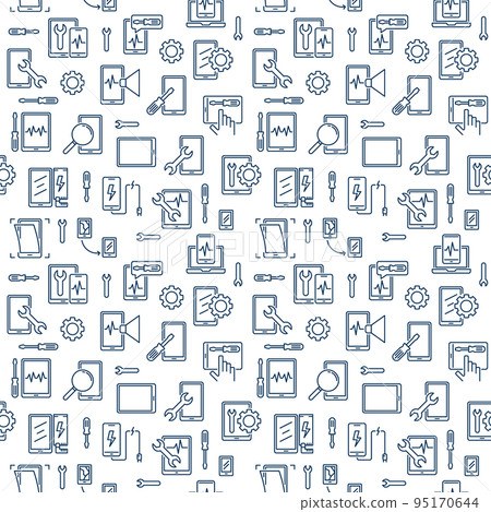 Smartphone Repair Service vector line seamless pattern 95170644