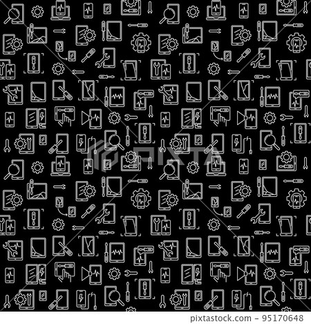 Smartphone Repair linear vector dark seamless pattern 95170648