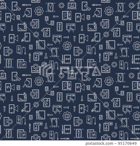 Mobile Phone Repair vector outline Seamless Pattern 95170649