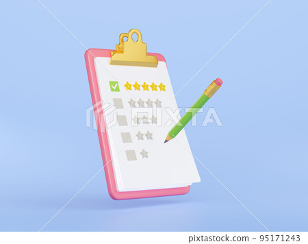 Checklist with feedback survey with rating stars Checklist with feedback survey with rating stars 95171243