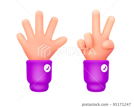 3d render, count hands showing five or two fingers 3d render, count hands showing five or two fingers 95171247