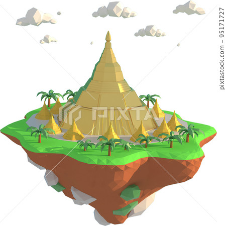 3D illustrator of Shwedagon Temple, Myanmar. 3D rendering of a low polygon model 3D illustrator of Shwedagon Temple, Myanmar. 3D rendering of a low polygon model 95171727