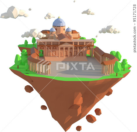 3D illustrator of Basilica Vatican, Rome , Italy. 3D rendering of a low polygon model 3D illustrator of Basilica Vatican, Rome , Italy. 3D rendering of a low polygon model 95171728