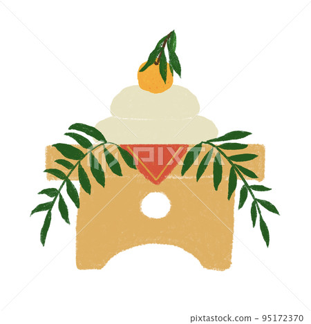 Hand-drawn kagami-mochi illustration New Year's lucky charm motif Hand-drawn kagami-mochi illustration New Year's lucky charm motif 95172370