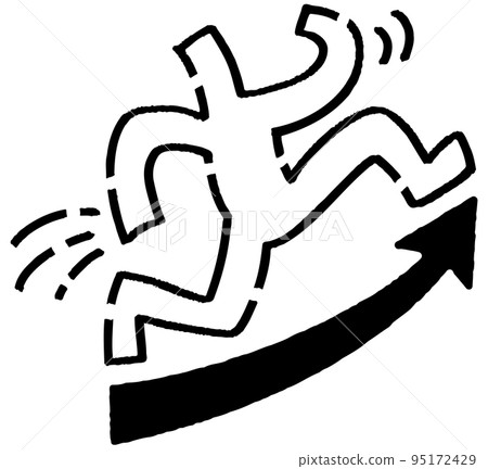 Stickman running with an upward arrow Stickman running with an upward arrow 95172429