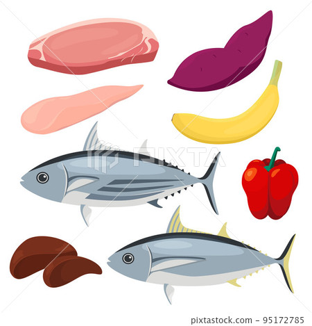 Vector illustration of foods containing vitamin B6. 95172785