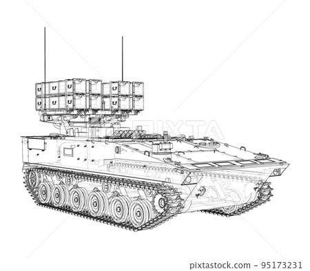 Military track missle system. Vector 95173231