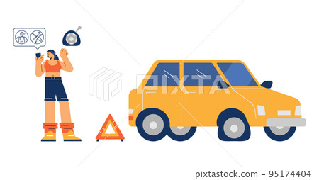 Road services for emergency car repair flat vector illustration isolated. 95174404