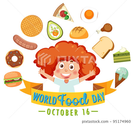 World food day text with food elements World food day text with food elements 95174960