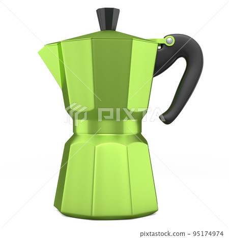 Italian geyser coffee maker a la moka on white background. Italian geyser coffee maker a la moka on white background. 95174974