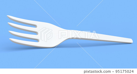 Eco-friendly disposable utensils like fork on blue background. Eco-friendly disposable utensils like fork on blue background. 95175024