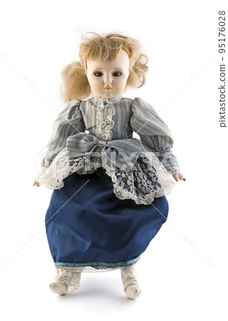 Vintage doll on white background Vintage doll on white background 95176028