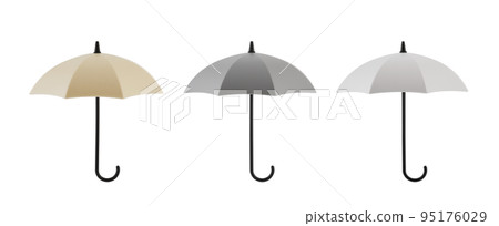 Three open umbrellas isolated on white with clipping path 95176029