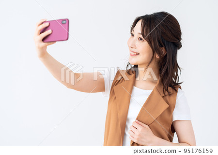 女性客廳生活方式智能手機智能手機 95176159