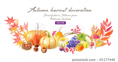 Thanksgiving Day, Halloween decoration watercolor illustration. (vector) 95177440