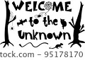 Template of door mat design Halloween funny quote Welcome to the unknown 95178170