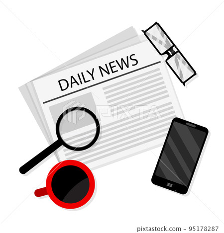 Daily news concept, business morning latest newspaper and coffee 95178287