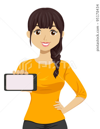 Teen Girl Vlog Mobile Phone Show Illustration Teen Girl Vlog Mobile Phone Show Illustration 95178434