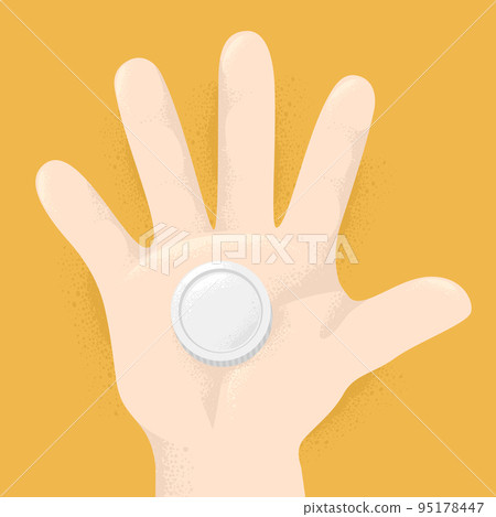 Hand Kid Silver Coin Illustration 95178447