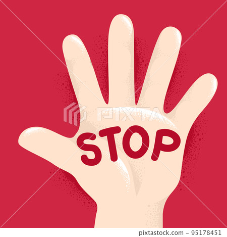 Hand Kid Stop Word Illustration 95178451