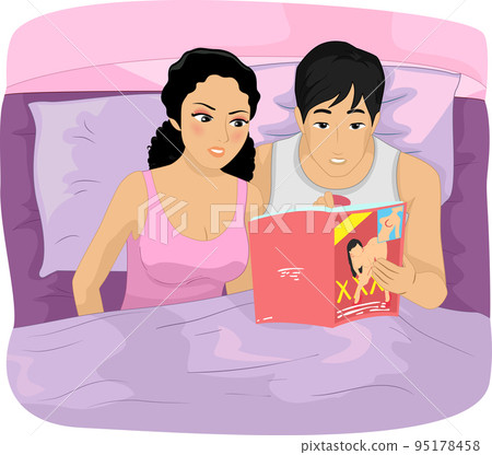 Couple Bed See Porn Magazine Illustration - Stock Illustration [95178458] -  PIXTA