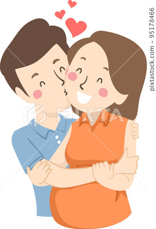 Couple Man Show Love Wife Pregnant Illustration 95178466