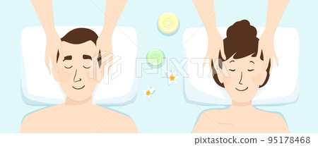 Couple Man Girl Massage Together Spa Illustration Couple Man Girl Massage Together Spa Illustration 95178468