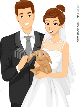 Couple Wedding Petting Zoo Rabbit Illustration Couple Wedding Petting Zoo Rabbit Illustration 95178473