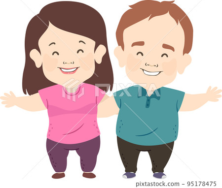 Couple Man Woman Dwarfism Happy Illustration 95178475
