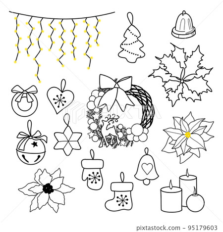 contour drawings New Year s, Christmas decorations, toys 95179603