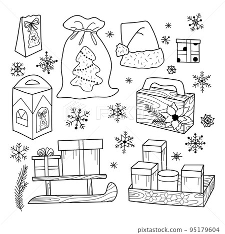contour drawings New Year s, Christmas decorations, gifts contour drawings New Year s, Christmas decorations, gifts 95179604