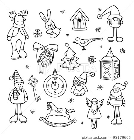 contour drawings New Year s, Christmas decorations, toys contour drawings New Year s, Christmas decorations, toys 95179605