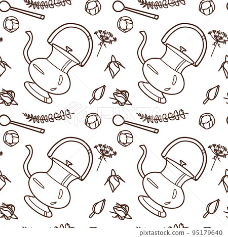 contur vector seamless pattern on the cups and teapot f contur vector seamless pattern on the cups and teapot f 95179640