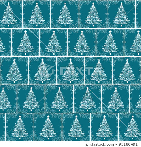 Seamless vector ornament - cute christmas trees pattern, wallpaper, wrapping paper, cloth texture, gift, new year decoration 95180491