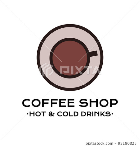 logo with coffee cup on saucer and inscription on white background logo with coffee cup on saucer and inscription on white background 95180823