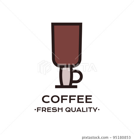 Illustration of latte glass with text on white background 95180853