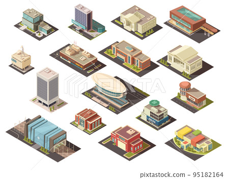 Government Building Isometric Set 95182164