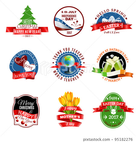 Greeting Cards Emblems Set 95182276