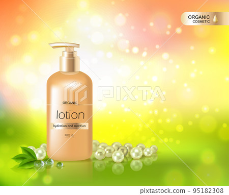 Gold Bottle Of Lotion For Skin Hydration Gold Bottle Of Lotion For Skin Hydration 95182308