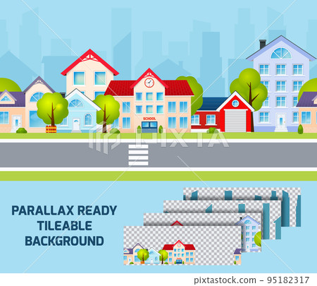 Daylight cityscape parallax effect background tileable Daylight cityscape parallax effect background tileable 95182317