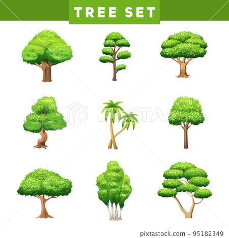 Tree Crowns Flat Icons Set 95182349