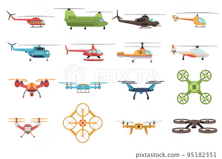 Helicopters And Drone Set 95182351