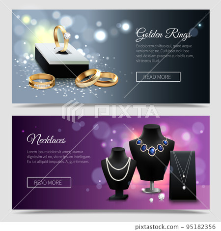 Jewelry Realistic Banners Jewelry Realistic Banners 95182356